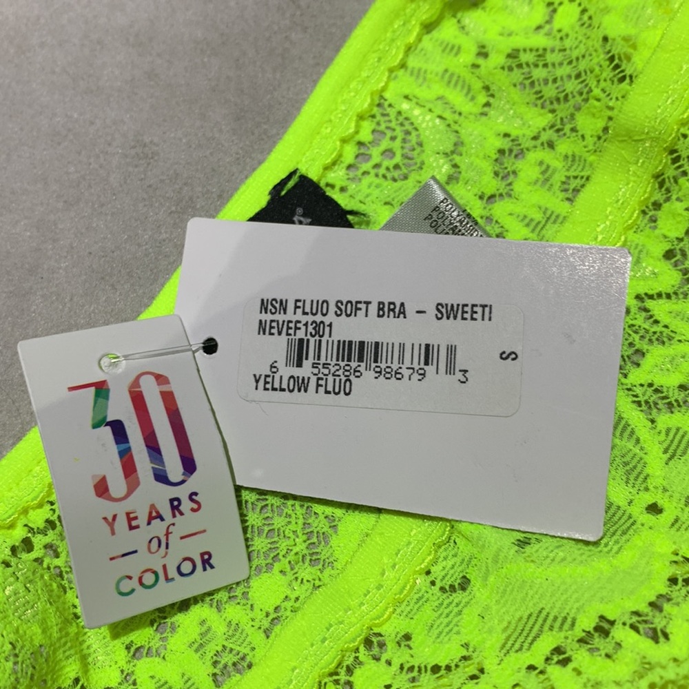 NWT 🇮🇹Cosabella NeverSayNever Fluorescent Yellow Sweetie Lace Bralette - Picture 14 of 15